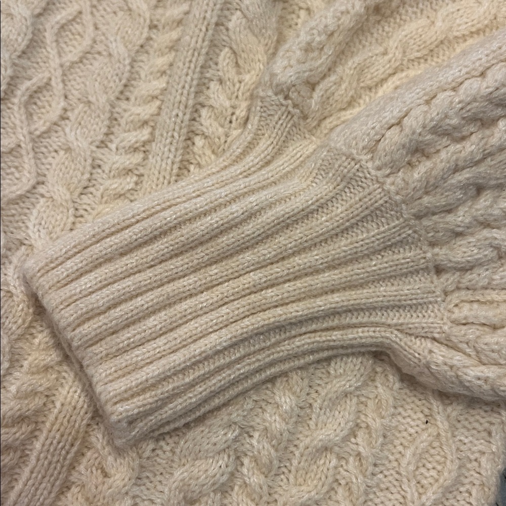 Listicle Cream Ruffle Cable Knit Sweater - Picture 4 of 7